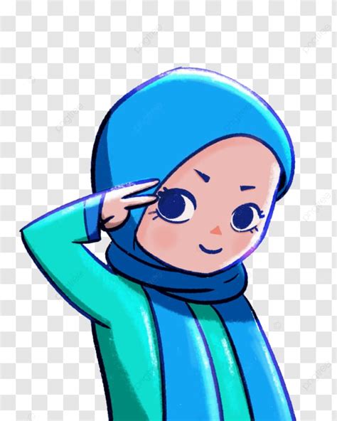 Garota Azul Hijab Png Len O De Cabe A Desenho Animado Mu Ulmano