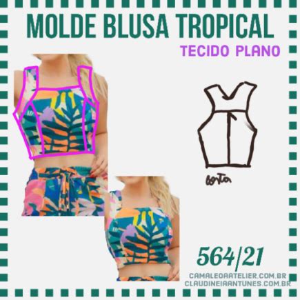 Molde Blusa Cropped Tropical Camaleoa Atelier De Costura