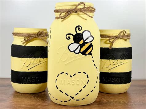 Bee Mason Jars Mason Jar Centerpiece Bee Decor Bee Shower T