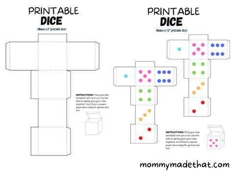 Printable Paper Dice Templates Barley Birch, 50% OFF