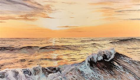 Evening Wave Painting By Mantas Naulickas Jose Art Gallery