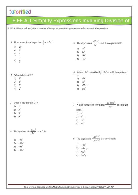 8th Grade Common Core Math Worksheets