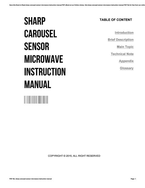 Sharp Carousel Sensor Microwave Instruction Manual By Stanleycoble1600 Issuu