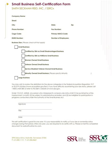 Self Certification Form Template