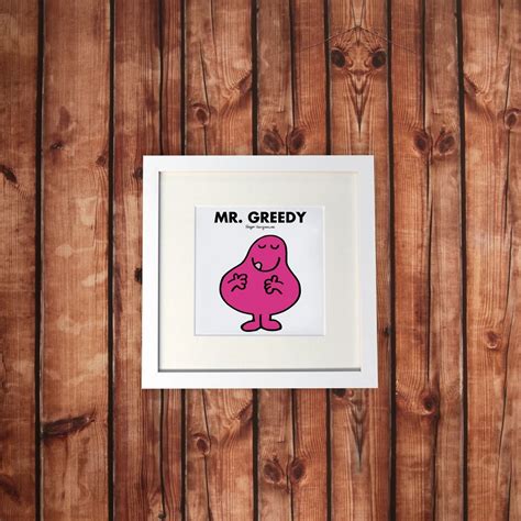 Personalised Mr. Greedy White Framed Print