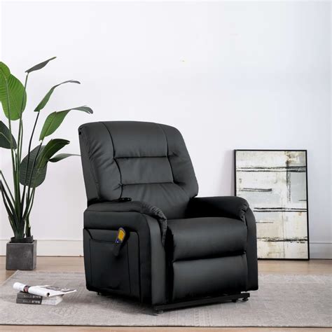 Vidaxl Fauteuil Inclinable De Massage Tv électrique Noir Similicuir