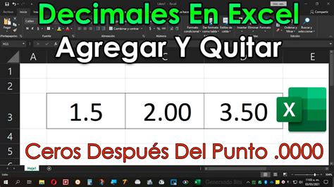 Como poner ceros después del punto en Excel agregar y quitar decimales