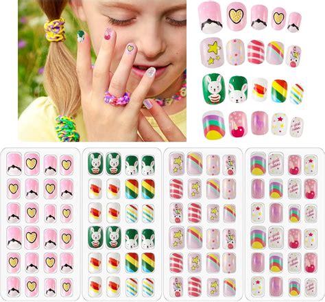 Buy Ghelonadi Kids Stick On Nails Kids False Nails Cartoon Press On