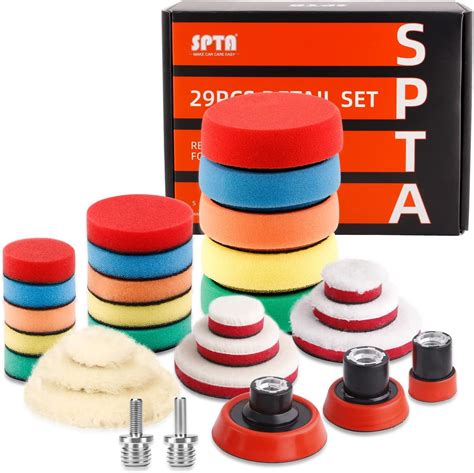 SPTA 29 Pieza 25mm 50m 80mm Esponja Pulir Para Coche Adaptador