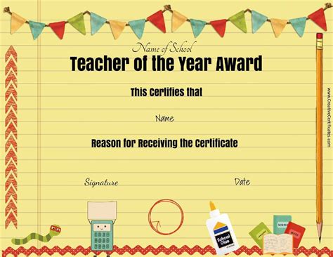 Printable Award Certificates For Teachers | Good Helper Printable ...