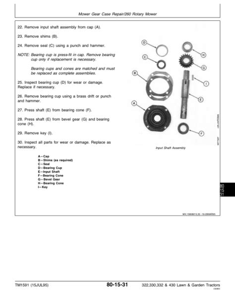 John Deere 322 330 332 430 Law And Garden Tractors Repair Manual Tm1591