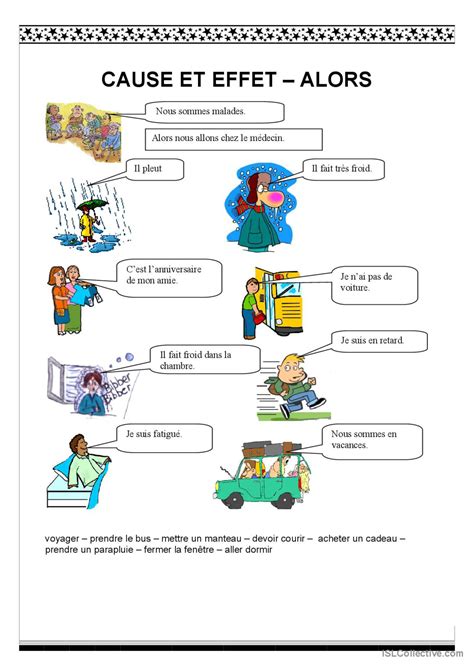 Cause et effet Français FLE fiches pedagogiques pdf doc