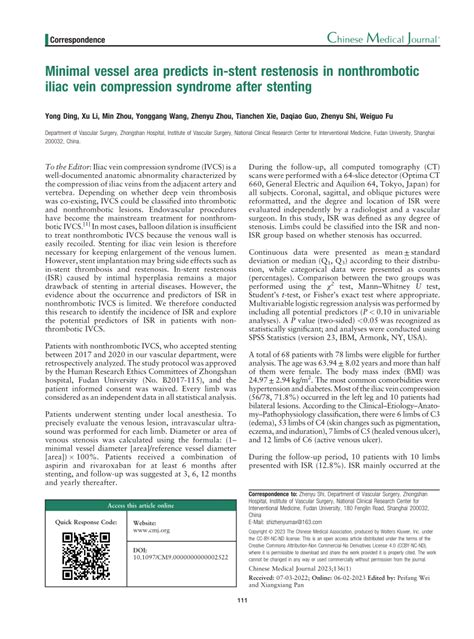 Pdf Minimal Vessel Area Predicts In Stent Restenosis In Nonthrombotic