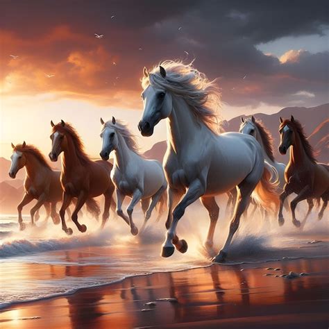 Premium Photo Design Background Horses Paint Art Ai Generator