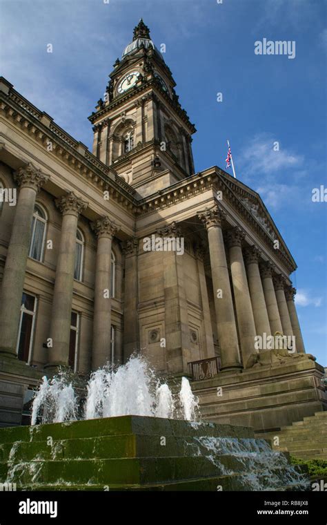 Bolton Town Hall clock tower in the afternoon light. Lancashire ...