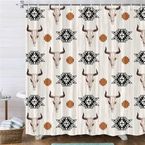 Jimuzi Western Aztec Linen Shower Curtain Ethnic Southwest