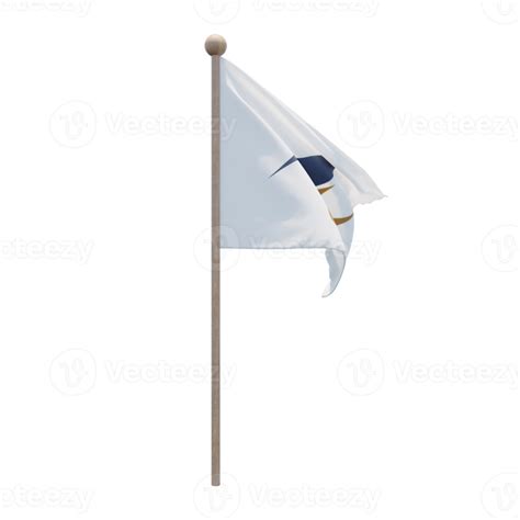 Eurasian Economic Union 3d Illustration Flag On Pole Wood Flagpole