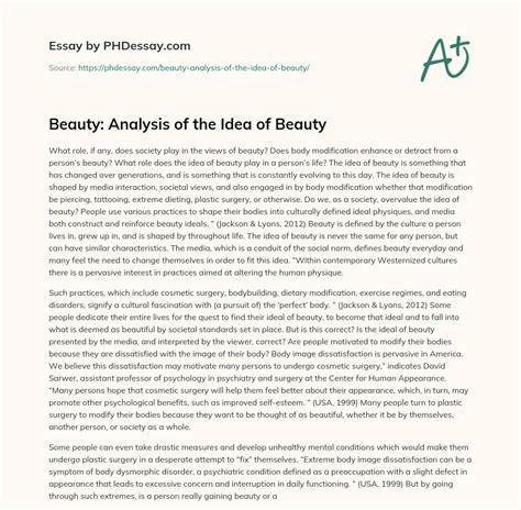 Beauty Analysis Of The Idea Of Beauty