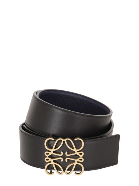 Lyst Loewe Mm Logo Buckle Leather Belt In Black For Men