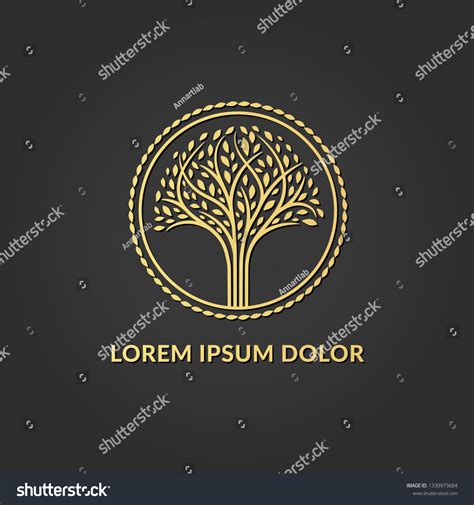 Golden Tree Logo Elegant Classic Vector Stock Vector (Royalty Free ...