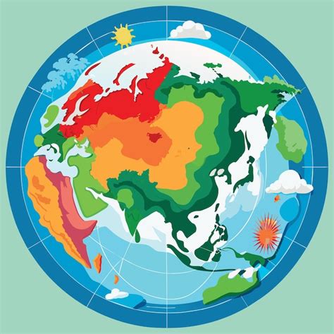 Mapa De Zonas Climáticas Vector Con Zonas Templadas Polares Tropicales Ecuatoriales Y Subzonas