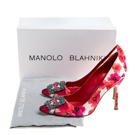 Manolo Blahnik Multicolor Floral Satin Hangisi Pumps Size 385 At 1stdibs