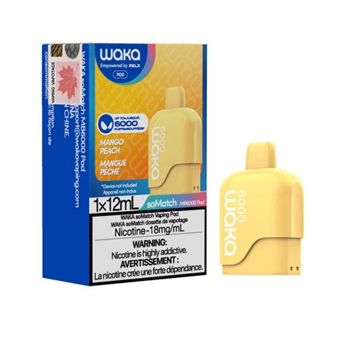 Mango Peach Waka SoMatch MB6000 Disposable Pods 12mL VapeLoft