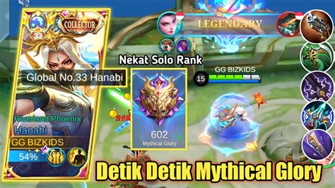 Detik Detik Mythical Glory Nekat Solo Rank Pick Hanabi New Build