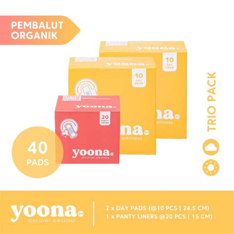 Jual YOONA Trio Pack 2 Day Pads 1 Panty Liner Pembalut Organik