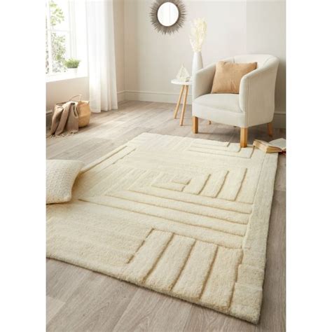 Origins Maze Pristine Cream Geometric Wool Rug Ashanti Rugs