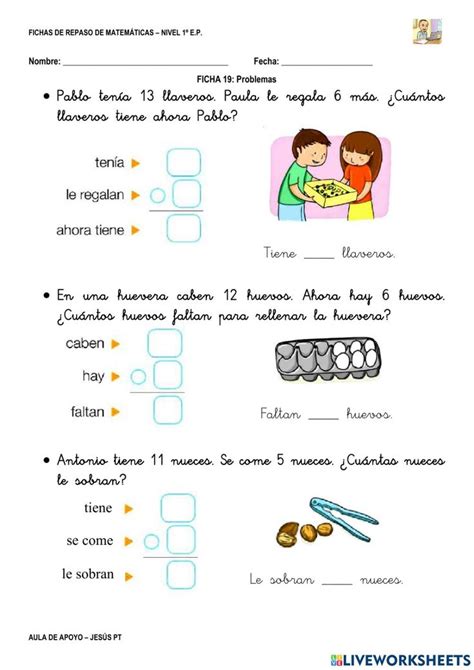 Ficha Matem Ticas Ep Problemas De Suma Y Resta Worksheet