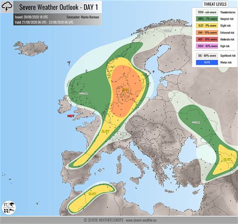 Weather Forecast For Europe Severe Weather Outlook Aug 21st 2020