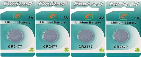 Eunicell Lot De 4 Piles Bouton Au Lithium CR2477 3 V 1050 MAh 4