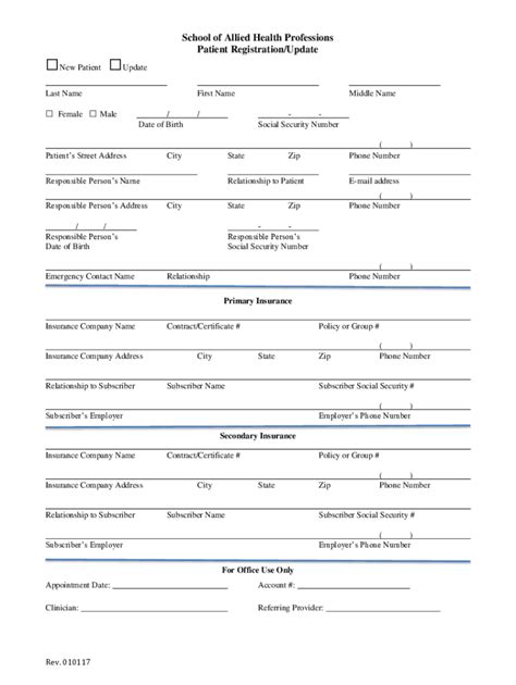 Fillable Online Alliedhealth Lsuhsc Patient Registration Update Fax