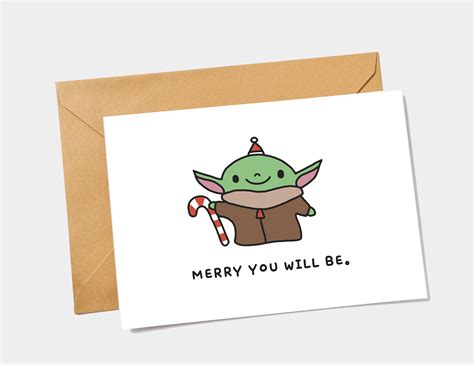 Star Wars Christmas Card Yoda Christmas Card Printable Christmas Card ...