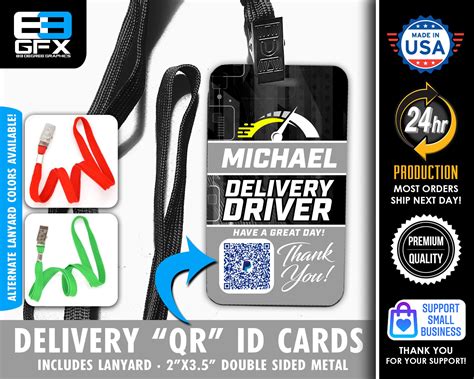 QR TIP Code - Personalized - Double Sided Delivery Metal Lanyard ID Card (Includes Colored ...