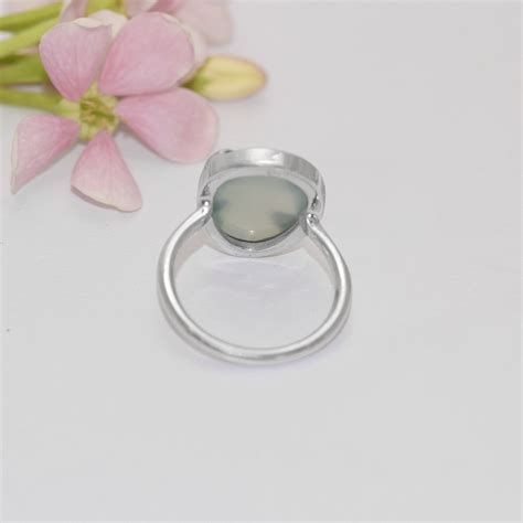 Aqua Chalcedon Ring Handgemachter Sterling Silber Ring Oval Etsy