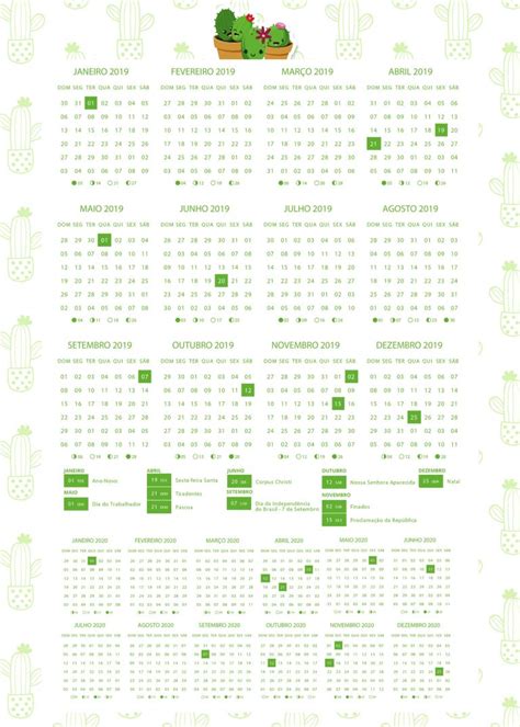 Planner Cactos 2019 Calendarios Fazendo A Nossa Festa