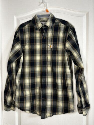 Carhartt Hubbard Flannel Shirt Plaid Steel Blue Original Fit Men S