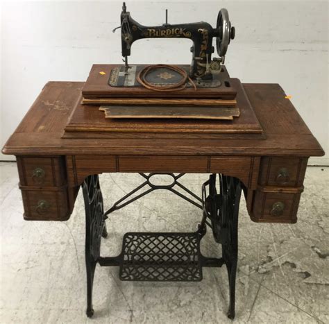 Lot Vintage Burdick Sewing Machine With Sewing Table