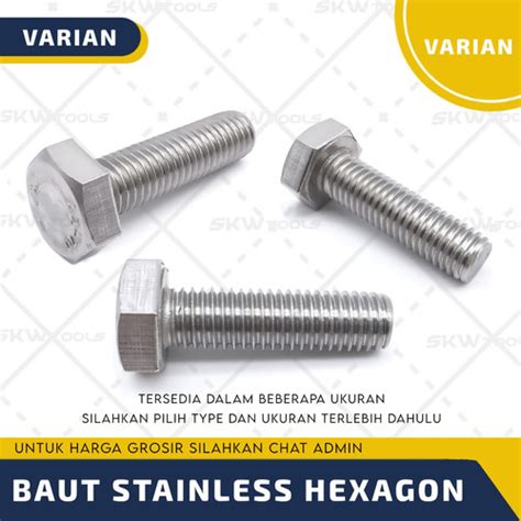 Jual Baut Mur Hexagon Stainless 304 SS Hex M8 X 16 M8 X 20 M8 X 30 M8X