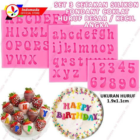 Jual Indomada Cetakan Huruf Besar Kecil Angka Fondan Silikon Fondant