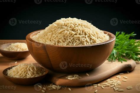 Natural Beauty Unprocessed Brown Rice Showcased In A Wooden Bowl Ai