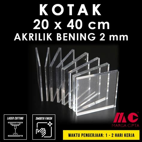 Jual Kotak Uk 20 X 40 Cm Akrilik Bening 2 Mm Potongan Akrilik