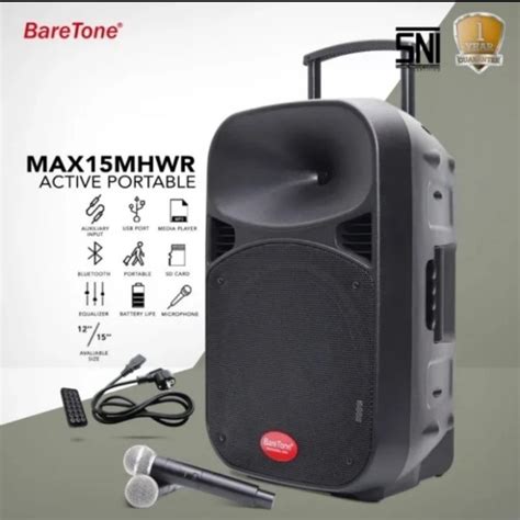 Jual Speaker Portable Amplifier Wireless Baretone Max15mhwr 15 Inch