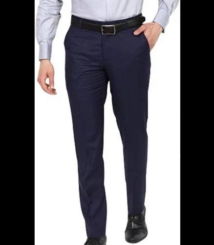 Cotton Men Navy Blue Corporate Uniform Pant For Office Waist Size