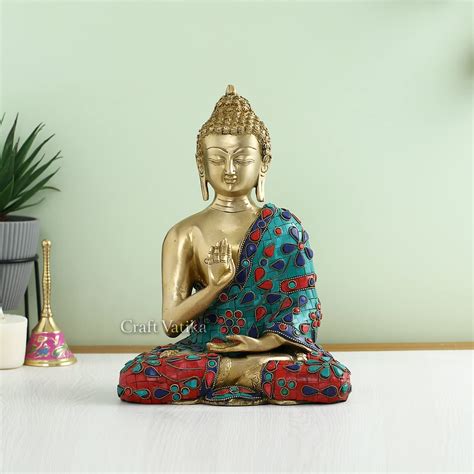 Craftvatika Blessing Gautam Buddha Brass Idol Statue Amazon In Home