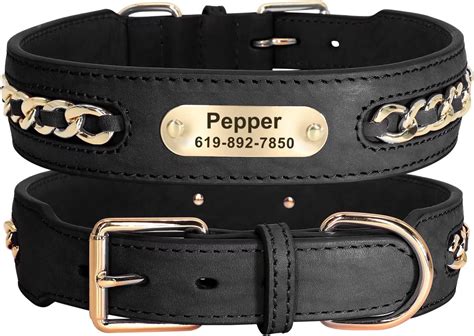 Didog Genuine Leather Dog Collars Metal Braided Leather