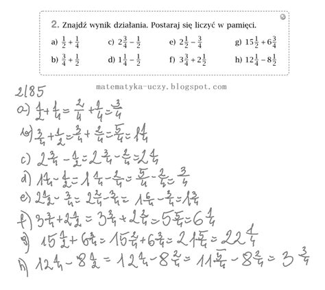 Matematyka Uczy Zad 1 I 2 Str 85 Matematyka Z Plusem 5 Dodawanie I