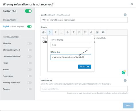 Deep Linking In FAQs Helpshift Developer Guide